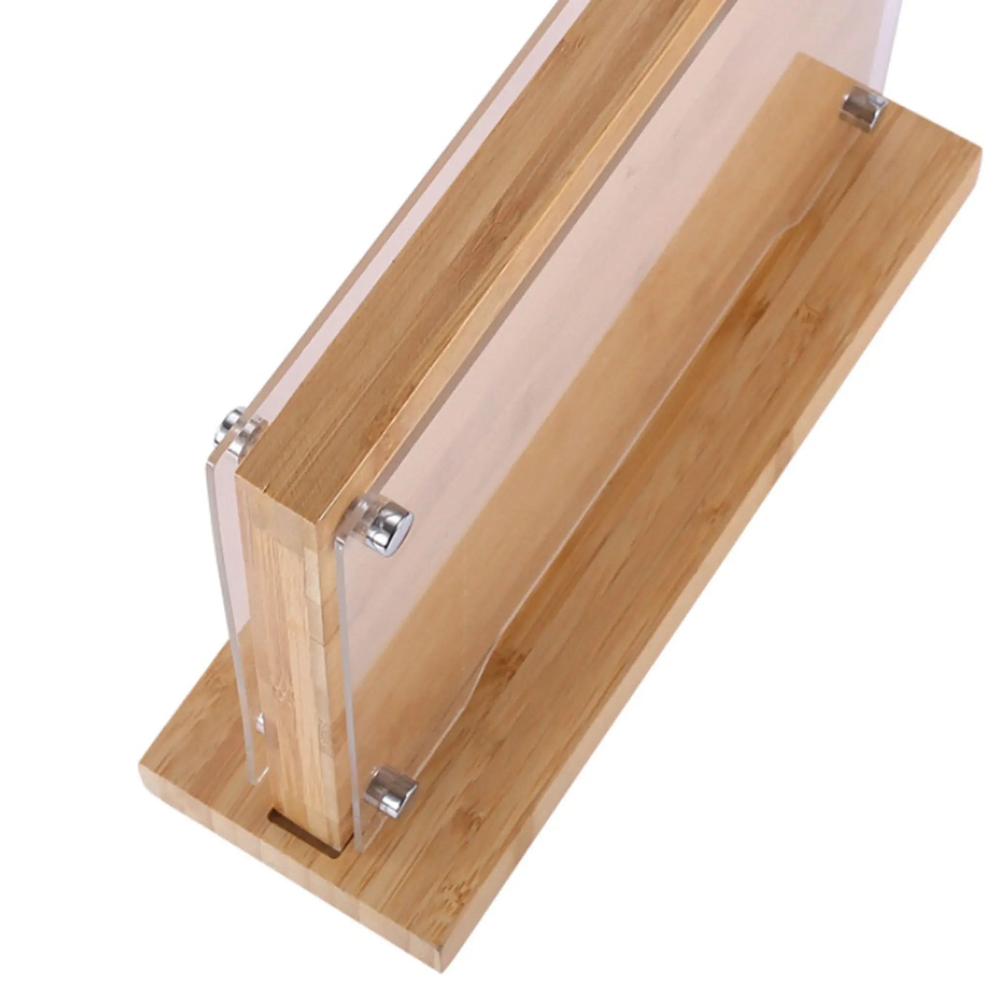 Dubbelzijdige magnetische bamboe messenhouder met transparante acryl beschermplaat