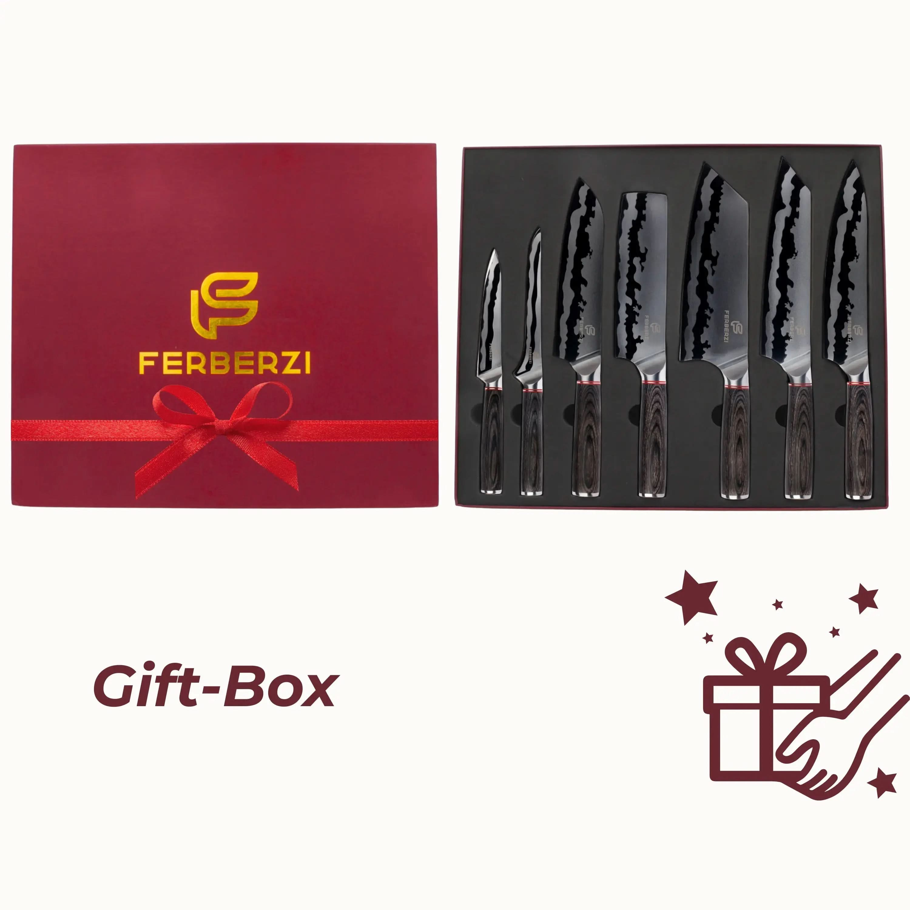 7-delige messenset met spiegelend golfpatroon in luxe geschenkdoos