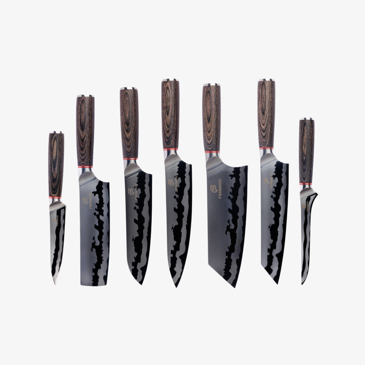 Ferberzi Shadow knife only 7-delige messenset met luxe geschenkdoos en gratis microvezeldoek